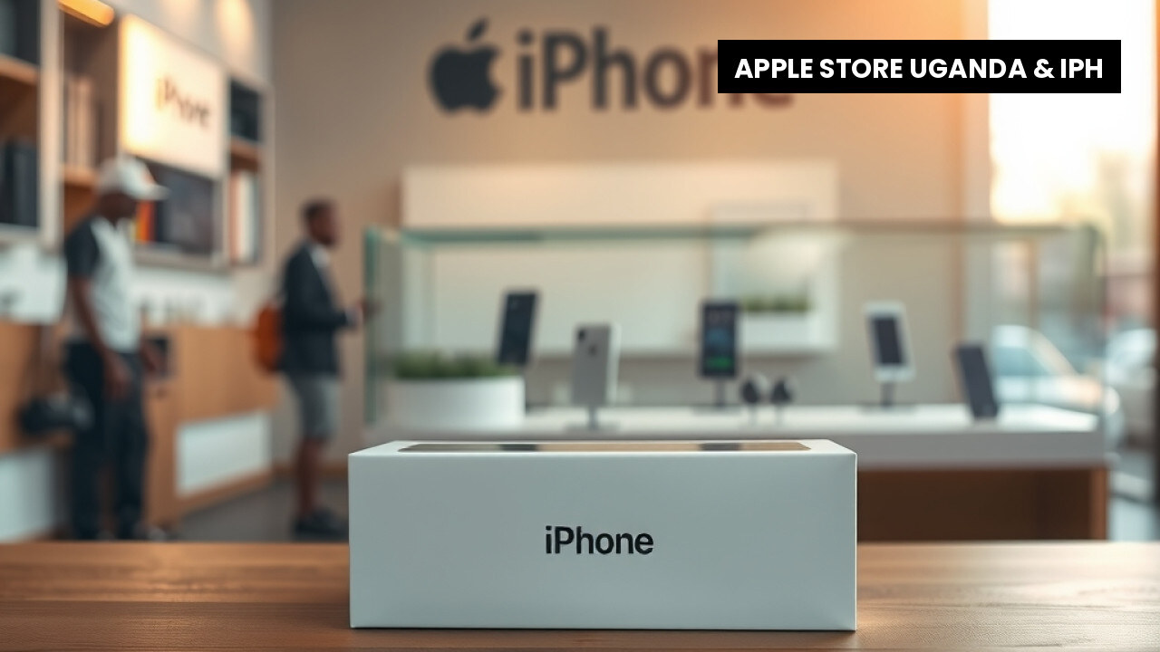 Sealed iPhone boxes on display at Apple Store Uganda in Kampala