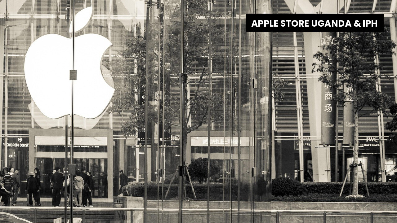 Customer receiving an iPhone purchase after ordering with Ugandan shilling at Apple Store Uganda
